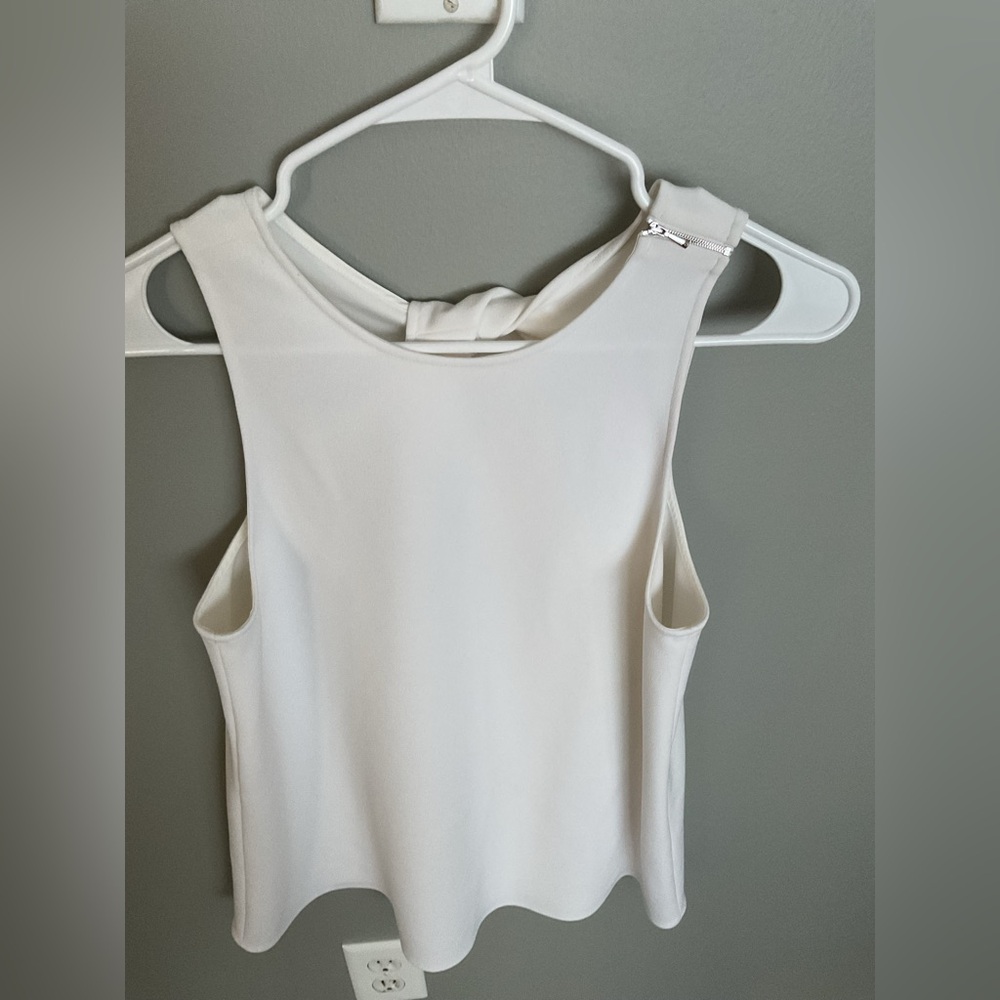 Tibi White Sleeveless Crop Tank